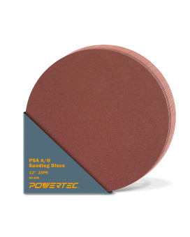 Powertec 110380 12Inch Psa 60 Grit Aluminum Oxide Adhesive Sanding Disc 10Pack