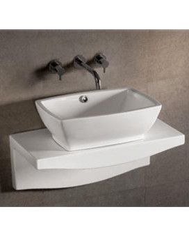 Isabella Collection Rectangular Above Mount Basin with Overflow, Center drain and Matching Wall Mount Counter Top