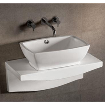 Isabella Collection Rectangular Above Mount Basin with Overflow, Center drain and Matching Wall Mount Counter Top