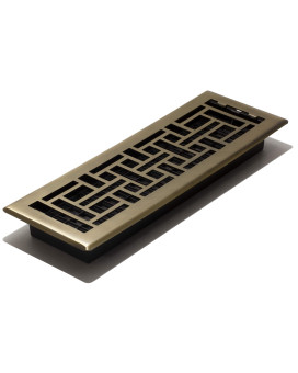 Decor Grates Oriental Floor Register 4X14 Inches Antique Brass Finish