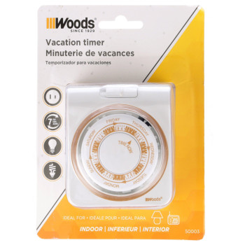 Woods 50003 50003Wd Indoor 7Day Plugin Mechanical Timer 1 Pack 1 Polarized Outlet