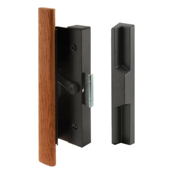 Primeline C 1126 Black Diecast Sliding Door Handle With Wood Handle Single Pack