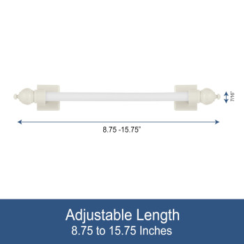 Kenney 716 Multiuse Adjustable Petite Cafe Sidelight Magnetic Rods 8751575 White 2Pack