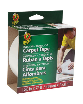 Duck Brand Indooroutdoor Carpet Tape 188Inch X 75 Feet Single Roll White 442062