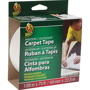 Duck Brand Indooroutdoor Carpet Tape 188Inch X 75 Feet Single Roll White 442062