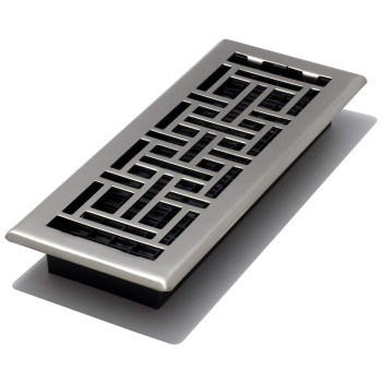 Decor Grates Ajh412Nkl Oriental Floor Register 4X12 Inches Brushed Nickel