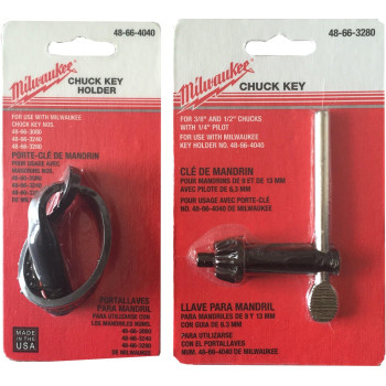 Milwaukee 48663280 Chuck Key And 48664040 Holder Bundle 2 Items