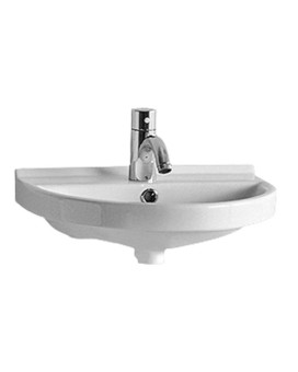 Isabella Collection Small U-Shaped Wall Mount Basin with Chrome Overflow and Rear Center Drain