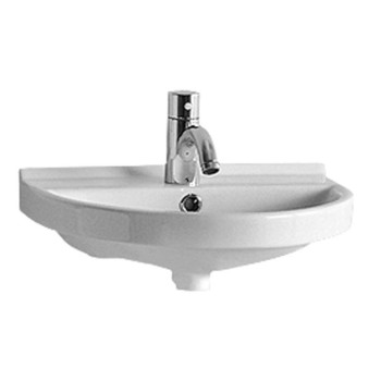 Isabella Collection Small U-Shaped Wall Mount Basin with Chrome Overflow and Rear Center Drain