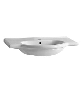 Isabella Collection Wall Mount/Semi Recessed Large Vanity Bath Basin with Single Hole Faucet Drilling Integrated Oval Basin and Chrome Overflow