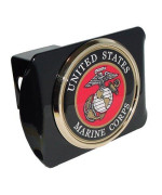 United States Us Marine Corps Usmcblack With Gold Plated Usmc Seal Emblem Metal Trailer Hitch Cover Fits 2 Inch Car Truck Re