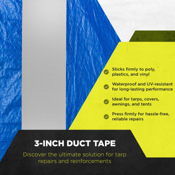 Tarp Tape Ts108 3 Inch Utility Continuous Roll Duct Tape Adhesive Ideal For Tarps Covers Awnings Tents And Hay Cover Silver