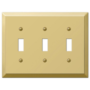 Amerelle Century Triple Toggle Steel Wallplate In Bright Brass