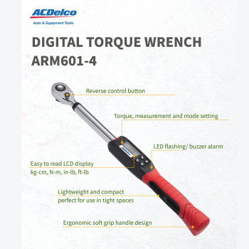 Acdelco Arm6014 12 148 To 1475 Ftlbs Heavy Duty Digital Torque Wrench With Buzzer And Led Flash Notification Iso 67