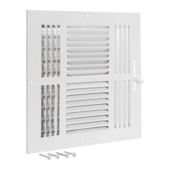 Ezflo 10 X 10 Inch Duct Opening White Air Vent Cover For Wall Or Ceiling Fourway Ventilation Register 1134 Inch X 1134