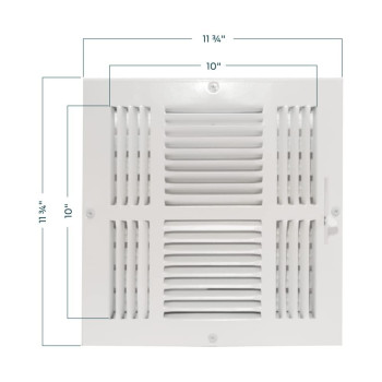 Ezflo 10 X 10 Inch Duct Opening White Air Vent Cover For Wall Or Ceiling Fourway Ventilation Register 1134 Inch X 1134