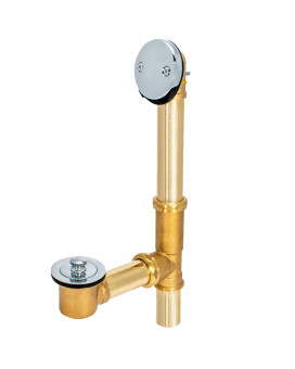 Ezflo 112 Inch Lift And Lock Twohole Bath Waste Drain Kit Brass With Chrome Plated Trim 35203