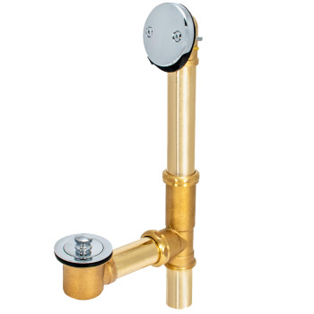 Ezflo 112 Inch Lift And Lock Twohole Bath Waste Drain Kit Brass With Chrome Plated Trim 35203