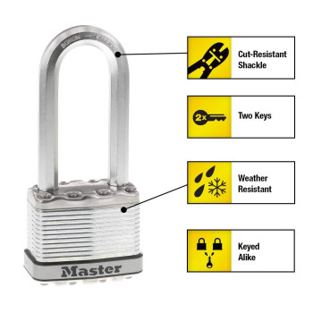 Master Lock M5Xtlj Magnum Heavy Duty Outdoor Padlock With Key 2 Pack Keyedalike Silver