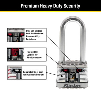 Master Lock M5Xtlj Magnum Heavy Duty Outdoor Padlock With Key 2 Pack Keyedalike Silver