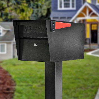 Mail Boss 7506 Mail Manager Curbside Locking Security Mailbox Black Large