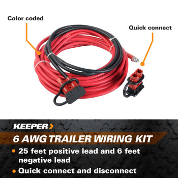 Hampton Prod Keeper 6 Awg Trailer Wiring Kit 25 And 6 With Quick Connect For Kt And Ku Winches