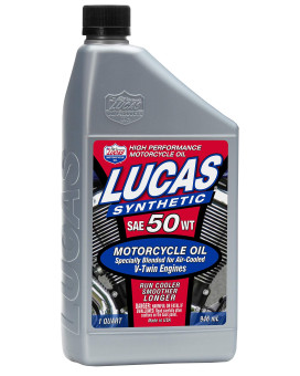 Lucas Oil 10765 Synthetic Sae 50 Vtwin Motorcycle Oil 1 Quart Pack Of 6