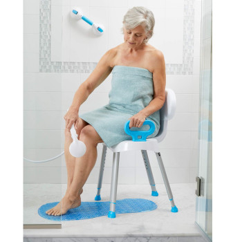 Carex Ez Bath And Shower Seat With Handles Shower Chair With Back For Elderly Seniors Handicap Sturdy Frame Supports Up