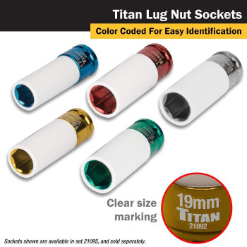 Titan 21092 12Inch Drive X 19Mm Nonmarring Impact Deep Lug Nut Socket