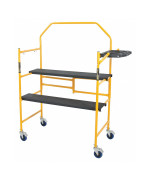 Metaltech 4 Ft Scaffolding Platform Adjustable Foldable And Rolling Scaffold Platform With 4Inch Locking Wheels For Construct