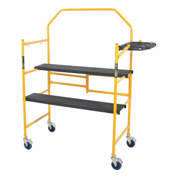 Metaltech 4 Ft Scaffolding Platform Adjustable Foldable And Rolling Scaffold Platform With 4Inch Locking Wheels For Construct