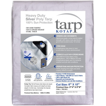 Kotap 6 X 10 Ft Heavyduty Protectioncoverage Tarp Superior Weave For Greater Longevity 10Mil Multiuse Waterproof Trs06