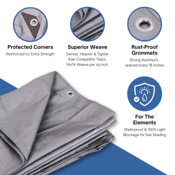 Kotap 6 X 10 Ft Heavyduty Protectioncoverage Tarp Superior Weave For Greater Longevity 10Mil Multiuse Waterproof Trs06