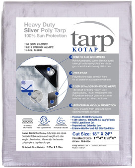 Kotap 18 X 24 Ft Heavyduty Protectioncoverage Tarp Superior Weave For Greater Longevity 10Mil Multiuse Waterproof Trs1