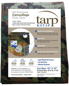 Kotap Tcm1012 Camouflage Waterproof Allpurpose Multiuse 7Mil Poly Tarp 10 X 12 Ft