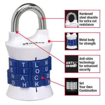 Master Lock Word Combination Lock Set Your Own Word Lock For Gym And School Lockers Colors May Vary 1535Dwd