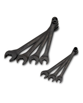 Crescent 7 Piece X6 Black Oxide Spline Open End Ratcheting Combination Sae Wrench Set Cx6Rws7