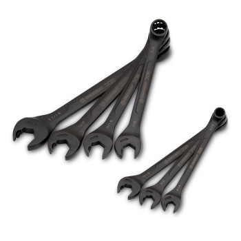 Crescent 7 Piece X6 Black Oxide Spline Open End Ratcheting Combination Sae Wrench Set Cx6Rws7