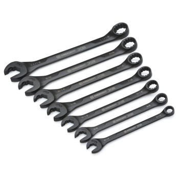 Crescent 7 Piece X6 Black Oxide Spline Open End Ratcheting Combination Sae Wrench Set Cx6Rws7