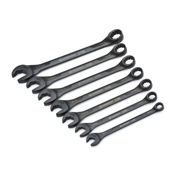 Crescent 7 Piece X6 Black Oxide Spline Open End Ratcheting Combination Metric Wrench Set Cx6Rwm7