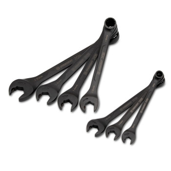 Crescent 7 Piece X6 Black Oxide Spline Open End Ratcheting Combination Metric Wrench Set Cx6Rwm7