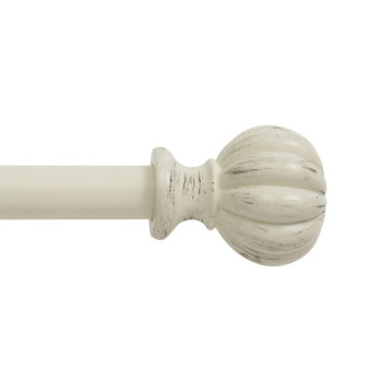 Kenney Kn71604 Rachel Fluted Knob End Standard Decorative Window Curtain Rod 2848 Adjustable Length Antique White Finish 5