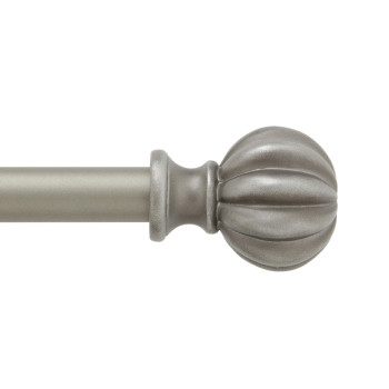 Kenney Kn71632 Rachel Fluted Knob End Standard Decorative Window Curtain Rod 4886 Adjustable Length Italian Pewter Finish