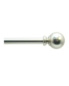 58Inch Round Metal Curtain Rod 84 To 120Inch Adjustable Width Satin Nickel With Ball Finials