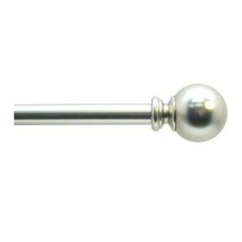 58Inch Round Metal Curtain Rod 84 To 120Inch Adjustable Width Satin Nickel With Ball Finials