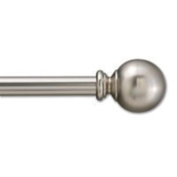 58Inch Round Metal Curtain Rod 84 To 120Inch Adjustable Width Satin Nickel With Ball Finials