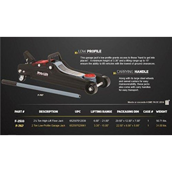 Prolift F767 Grey Low Profile Floor Jack 2 Ton Capacity