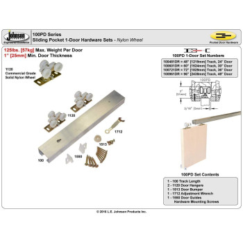 Johnson Hardware 100Pd Commercial Grade Pocketsliding Door Hardware 48