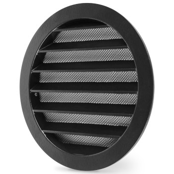 Calimaero Wsgb 6 Inch Black Round Metal Air Vent Grill Cover Flat Louver With Fly Screen Fits Only With Metal Ducts