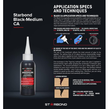 Starbond 2 Oz Black Medium Ca Glue Premium Cyanoacrylate Super Glue Crack Filler 150 Cps Viscosity For Woodworking Woodturni